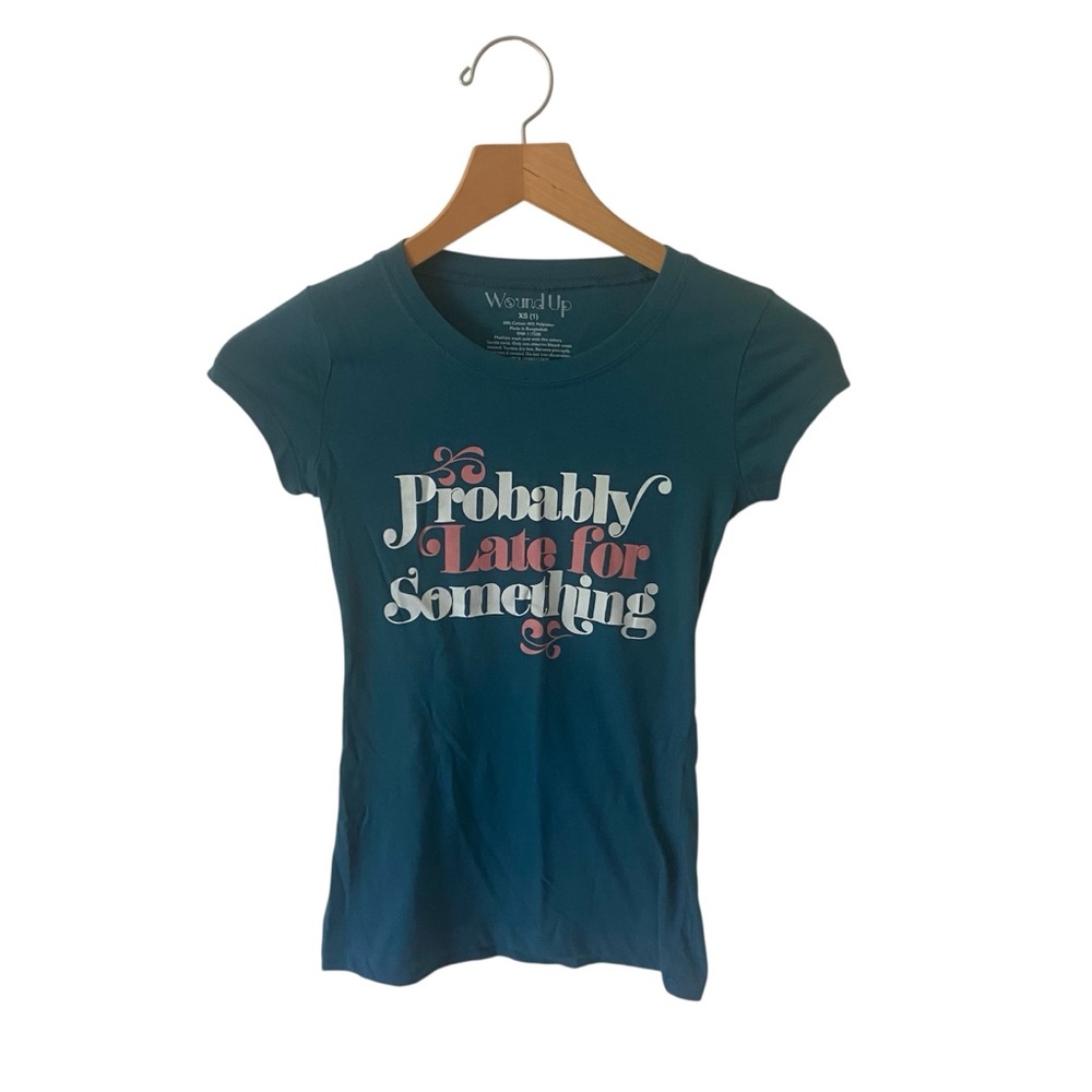Wound Up Teal Women’s Playful Graphic Tee Size XS